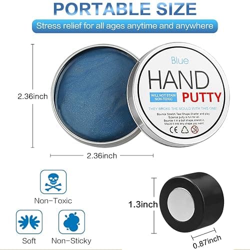 Arfun Magnetic Slime Putty, Soft Magic Slime Hand Therapy Putty Fidget Game Stress Relief Thinking Educational Toy with Upgraded Magnet Christmas Birthday Gift for Boys Girls Adults (Blue) thumbnail 2
