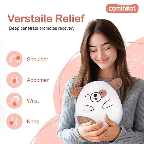 Comfheat Cute Dog Microwave Heating Pad for Pain Relief, Unscented Microwavable Heating Pads Stuffed Animal for Cramps, Neck Shoulder, Muscles, Natural Heat Pack Moist Heat with Washable Cover thumbnail 4