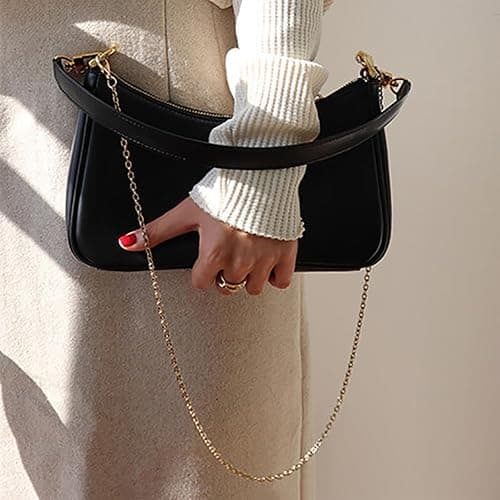 Shoulder Bag for Women Y2K Handbag PU Leather Classic Clutch Small Black 90s Purse thumbnail 2