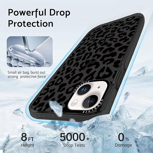 lioscre Cheetah Print Phone Case for iPhone 13 / iPhone 14 6.1" Case with 2 Pack Tempered Screen Protector, Cute Leopard Pattern Design Funda Shockproof TPU Soft Clear Cover for Women Girls, Black thumbnail 4