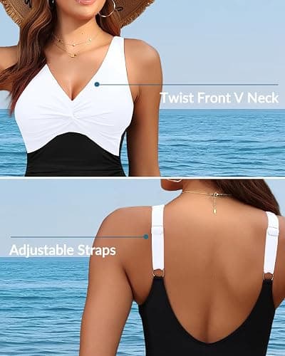 Holipick Women Tummy Control One Piece Swimsuit - Push Up Bathing Suit Full Coverage Slimming Swimwear thumbnail 3