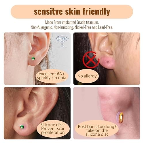 KaseStyle 20G Flat Back Earrings Studs 18G Nose Rings 24K Gold Plating 3 Pairs Titanium Threadless 16G Cartilage Earrings for Women Men Tragus Conch Helix Medusa Lip Piercing Jewelry thumbnail 3