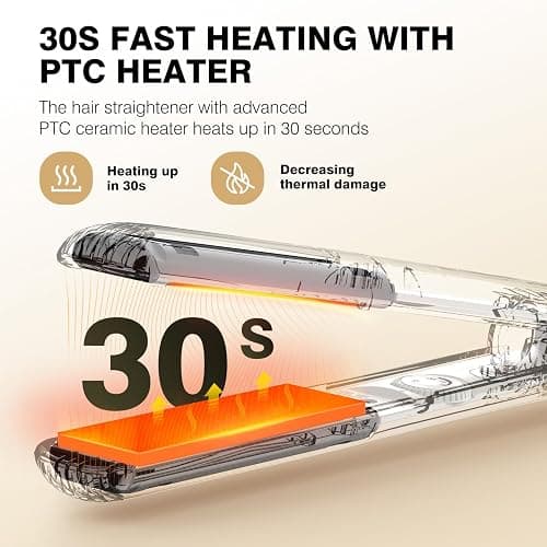 MiroPure 1 Inch Flat Iron, Hair Straightener with 30S Fast Heating & 60min Auto Shut-Off, Hair Straightener and Curler 2 in 1 with 3D Ceramic Floating Plates, Beige thumbnail 3