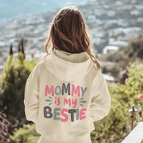 KEEVICI Cute Preppy Hoodies for Girls Mommy and Me Sweatshirts Kids Graphic Kawaii Hoodie Mother Daughter Cotton Pullover thumbnail 5