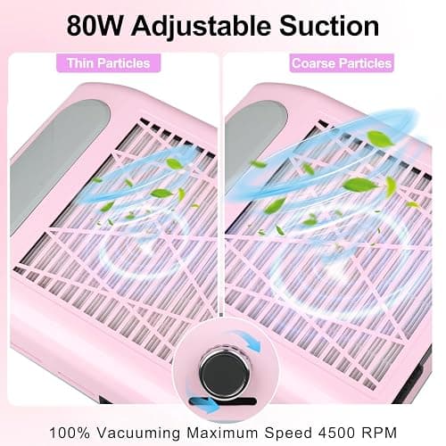 CoFashion Nail Dust Collector for Acrylic Nails Vacuum Machine, 80W Adjustable Vacuum, Electric Nails Filter for Manicure Nail Fan Dust Collector thumbnail 8