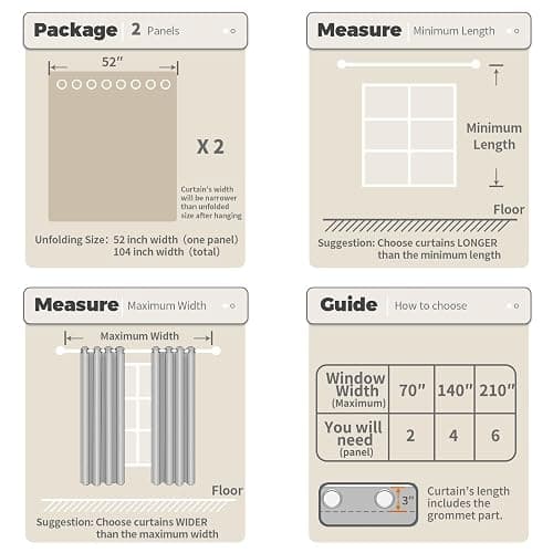 BGment Beige Linen Curtains for Living Room, French Country Leaf Jacquard Botanical Pattern Cottage Core Boho Vintage Grommet Light Filtering Semi Sheer Linen Curtains, 2 Panels, 52 x 84 Inch thumbnail 8