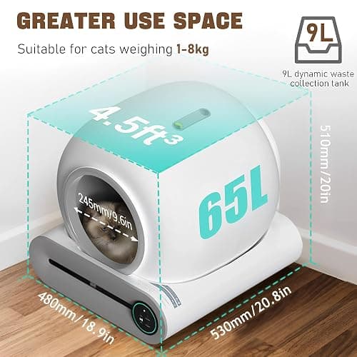 Litiere Chat Autonettoyante, Litière Automatique, Lettiera Gatto Autopulente Antiodore Lettiera Automatica Autopulente con Tappetino Gatto e Sacchetti, Anti Odeur, con App Letto Elettrica per Gatti thumbnail 2