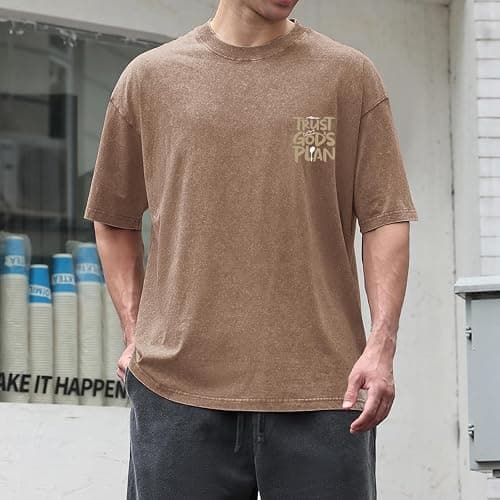 BINTEHGS God Christian T Shirts for Men Jesus Faith Shirt Acid Wash Oversized Tees Bible Verse Graphic Vintage Tshirt thumbnail 6