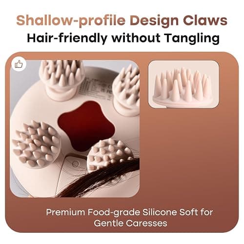 arboleaf Scalp Massager Kneading Head Massager Scalp Stress Relax Portable Rechargeable Hair Massager Shower Massage Waterproof Cat Massager Scratcher,Gift for Mom Dad thumbnail 5