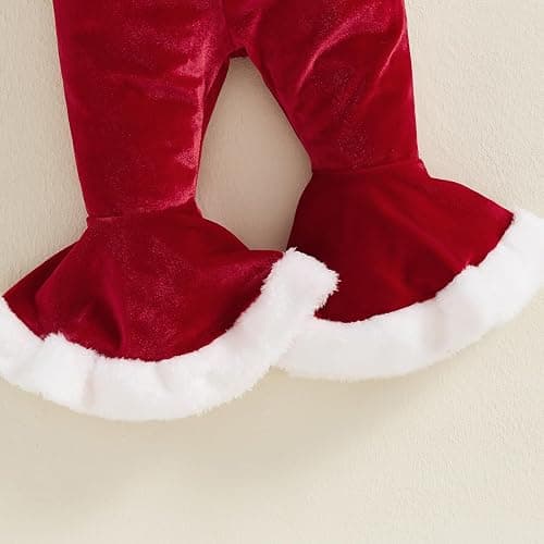 LYSINK Infant Baby Girl Christmas Jumpsuit Outfits Letter Print Long Sleeve Romper + Flare Pants + Hat Toddler Clothes thumbnail 6