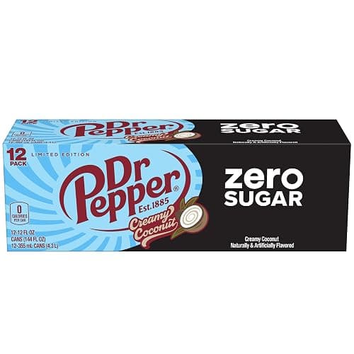 Dr Pepper Zero Sugar Creamy Coconut Soda, 12 fl oz cans, 12 Pack thumbnail 6