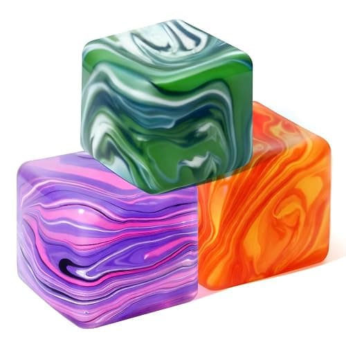 Fidget Toys Squishy Stress Cube, Swirl Stress Balls for Kids Adults Squishies Stress Relief, Ice Squishy Cube Sugar Balls, Sensory Toys for Kids with Autism (Green+Purple+Orange) - Image 1