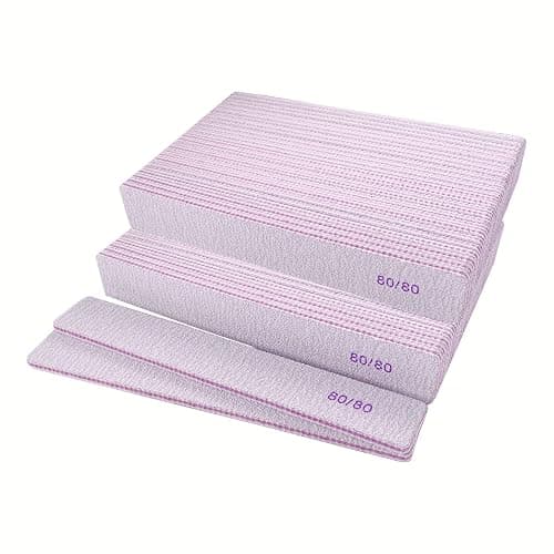 80/80 Grit Nail Files, Emery Boards Nail File for Acrylic and Gel Nails, Coarse Nail File Double Sided 80 Grits Emory Professional Filers Reusable Washable Manicure Square Gray (50 Pcs 80/80 Grit) - Image 1