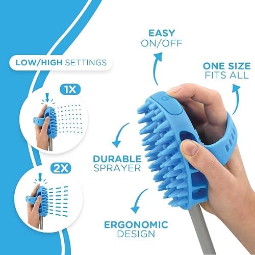 Aquapaw Dog Bath Brush Pro & Dog Shower Attachment - Large Silicone Rubber - Sprayer & Scrubber in One with 8ft Hose Attachment & Shower Wand for Bathing - Pet Bath Supplies thumbnail 2