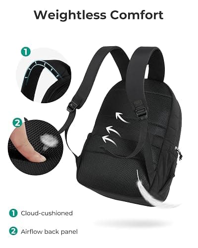 BAGSMART College Laptop Backpack, Travel Backpack for Women, Quilted Casual Daypack, Water-Resistant Bookbag for 15.6 Inch Laptop, Black thumbnail 7