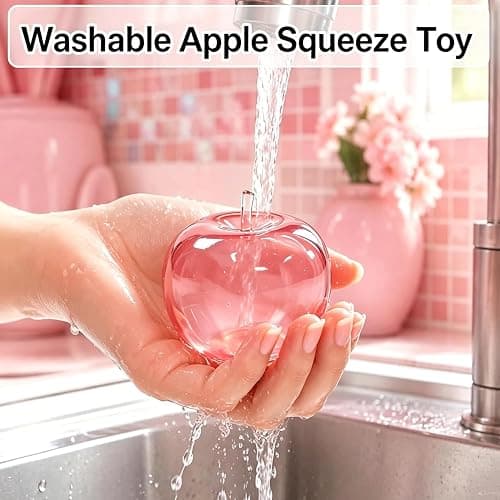 Apple Squishy Stress Ball, Cute Apple Squeeze Sensory Toy for Anxiety, Decompression Gift for Kids Adults (Yellow) thumbnail 2