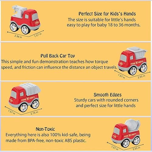 Veslier Toddler Car Toys for 3 4 5 Years Old Construction Transport Truck with 4 Pack Small Pull Back Construction Vehicles Friction Power Cars Christmas Birthday Gifts for Kids Boys Girls thumbnail 6