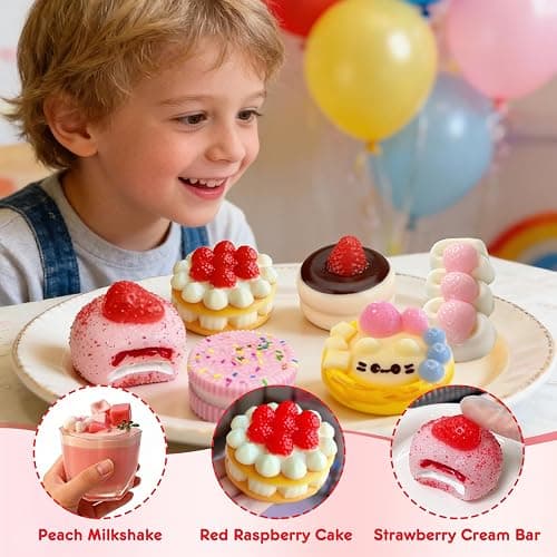 Taba a Squishy 10Pack, Ultra-Realistic Dessert Cookies & Cake Squeeze Toys FuFu Sticky Squishy Food Texture Stress Relief Sensory Gift for Kids, Teens & Adults Party Favors, Birthday Gift, Easter Gift thumbnail 5