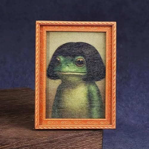 Funny Frog Fridge Magnet Kitchen Decor, Funny Mini Green Frog Haircut Wood Refrigerator Magnets, Cute Vintage Modern Kitchen Decor for Home Office Decoration(1pc) thumbnail 6