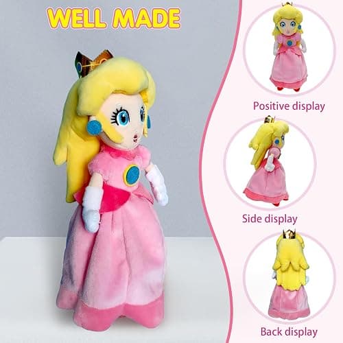 Princess Peach Plush Toy - 10 Inch Soft Princess Peach Doll, Plush Toy Stuffed Character Collection, Gift for Kids Girls Movie Fans thumbnail 5
