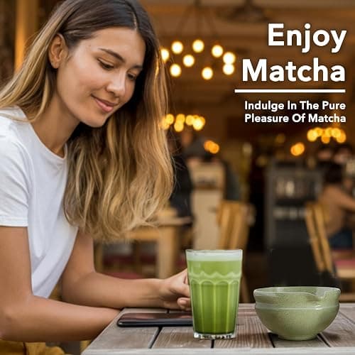 Matcha Whisk Set, Perfect Matcha Kit for Matcha Lovers Includes Ceramic Bowl, Bamboo Whisk, Holder, Scoop, Sifter & Cloth - 7 Pcs Matcha Kit thumbnail 4
