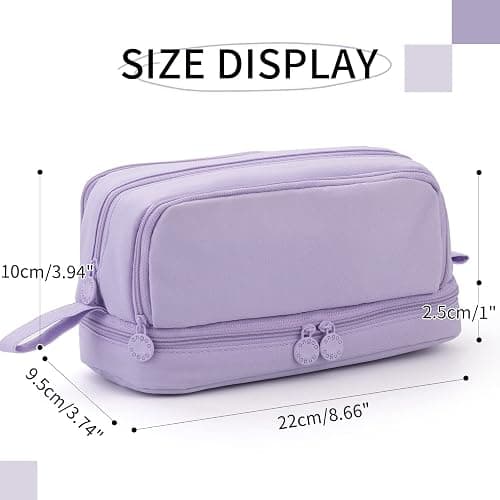 CICIMELON Large Capacity Pen Pencil Case with 4 Compartments, Multi-Slot Pencil Pouch Bag Aesthetic School Supplies Organizer for Teen Girls, Women, Adults (Purple) thumbnail 3