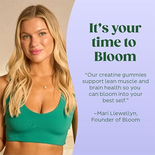 Bloom Creatine Monohydrate Gummies, 5g Per Serving, Sugar Free Creatine Gummy for Workout, Strength, Cognitive Health & Lean Muscle Support, Gluten Free & Non GMO, Berry Boost, 36 Gummies, 12 SVG thumbnail 6