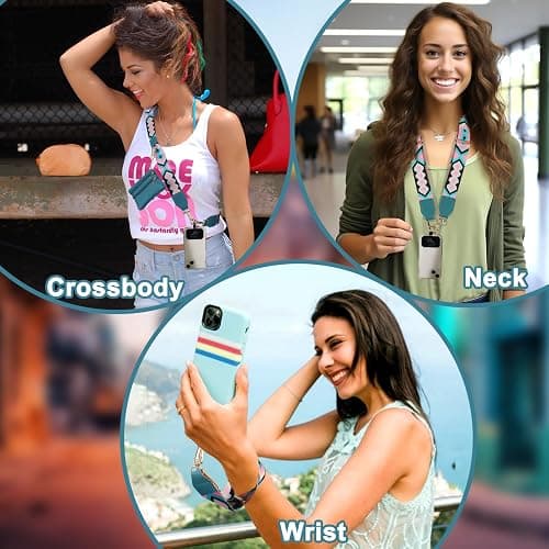 XANGNIER Clip and Go Strap for Phone with Wallet Crossbody, Phone Strap with Zippered Wallet, Adjustable Anti Theft Cellphone Lanyard for Women, Cellphone Chain Accessories,Multicolor 8 thumbnail 2