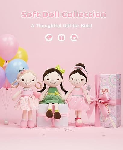 GAGAKU 40 cm Weiche Stoffpuppe, Schutzengelpuppen, Taufgeschenk für Baby Mädchen, Kuscheltier, Glücksbringer für Kinder von 3-5 Jahren (40cm Kirschmädchen) thumbnail 5