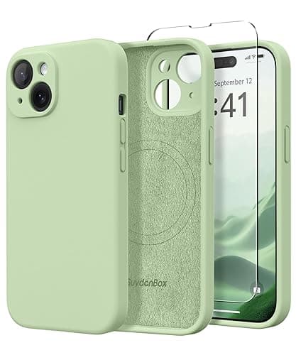 SuydanBox Matcha Protective Phone Case for iPhone 15 | Magnetic, Compatible with MagSafe, Screen Protector, Full Camera Protection, Silicone, Shockproof, Anti-Scratch, 6.1"