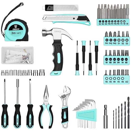 DEKOPRO 8V Cordless Drill Set: 126 Piece Tool Kit with Drill, Home Tool Set for Women, Turquoise thumbnail 3