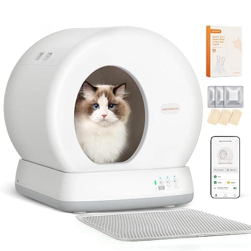 MeoWant Lettiera Gatto Autopulente, 57,6L Lettiera Automatica per Gatti con Sacchi Spazzatura e Tappetini Gatti per Multi Gatto, Isolamento Odori, Pulizia Facile, Comando APP - Image 1