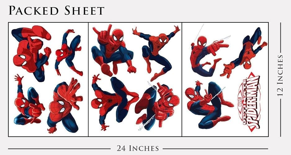 Spiderman Sticker Pack for Kids Room Wall Decor | Peel and Stick Wall Decal for Ultimate Spider-man Party Decoration by Dekosh thumbnail 3