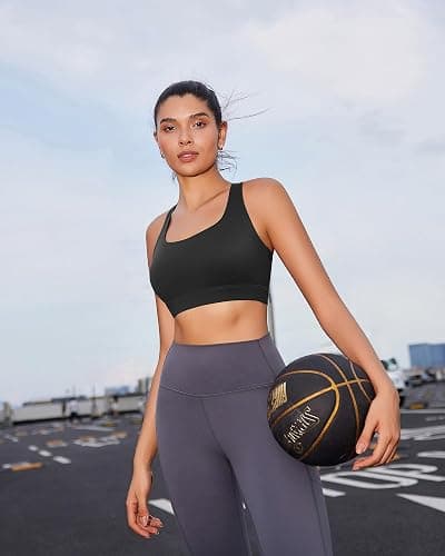 RUNNING GIRL Sports Bra for Women,Molded Cup Strappy Running High Impact Sports Bra with Sewn in Pads thumbnail 7