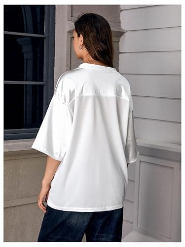 Verdusa Women's Oversized Jersey Shirt Graphic Tees V Neck Short Sleeve Vintage T Shirts thumbnail 2