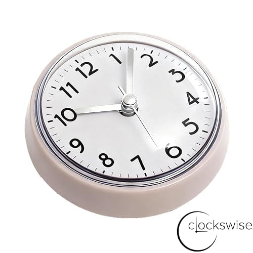 Clockswise 3-Inch Waterproof Wall Mount Bathroom Shower Clock Fog-Free Compact Design with Strong Suction Cup and Clear Easy-to-Read Display Modern Style Accessory for Bathing & Daily Routines, White thumbnail 8