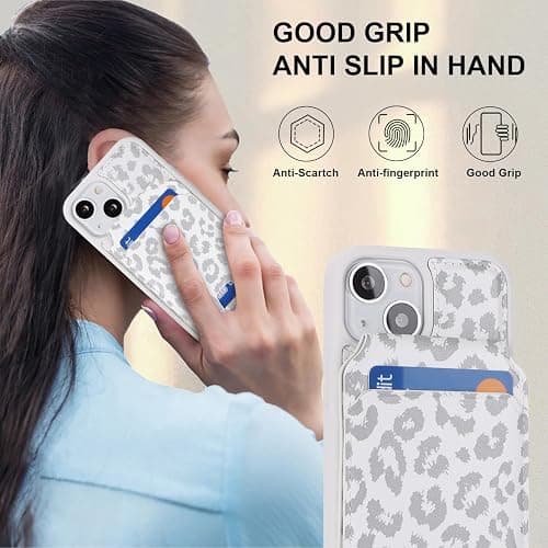 Ｈａｖａｙａ for iPhone 13 Mini Case Wallet magsaf Compatible 2 in 1 Detachable Magnetic with Card Holder Back Cards Slot Pu Leather Shockproof Stand Phone case for Women Men-White Leopard Print thumbnail 5