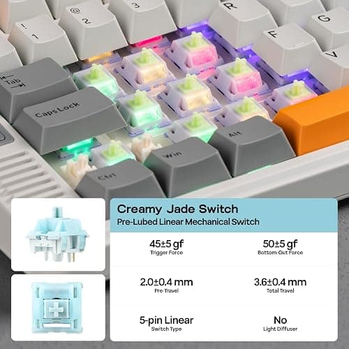 EPOMAKER RT85 Wireless Mechanical Keyboard with Joystick & DIY Screen, 8000mAh, BT/USB/2.4Ghz, Hot-Swap, PBT Keycap, Creamy Gasket, 75% Gaming Keyboard, US QWERTY (White, Creamy Jade Switch) thumbnail 7