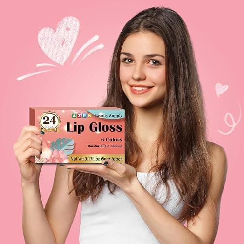 AZEN 24 Pack Lip Gloss Set, Color Lip Oil for Dry Cracked Lips Moisturizing Hydrating Nourishing with Vitamin E thumbnail 6