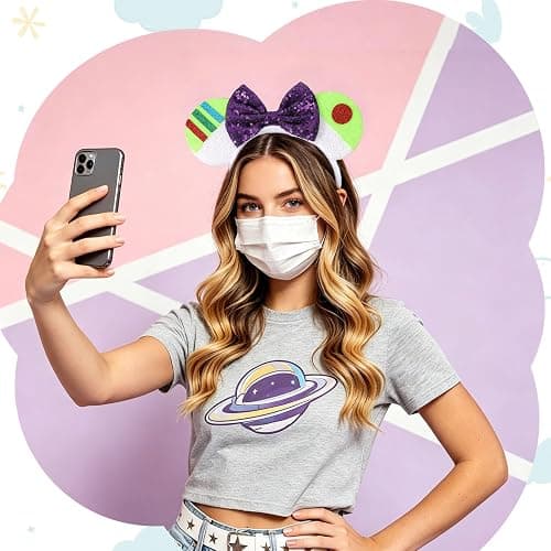 UNSPAZ Headbands for Women Girls Boys, Shiny Bow Headband for Cosplay Party Decorations Hair Accessories (Green) thumbnail 5