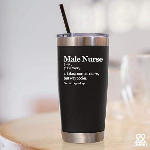 Male Nurse Definition Murse Like A Normal Nurse But Way Cooler Nursing Student Gifts to Boyfriend Husband Dad From Girlfriend Wife Mom Vacuum Insulated Tumbler Removable Lid and Straw (Black, 20 oz) thumbnail 8