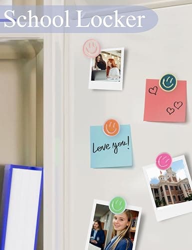 Mymazn 12Pcs Fridge Magnets Cute Refrigerator Magnets, Colorful Magnets for Whiteboard Cabinet Locker, Resin Smile Face Decorative Magnets for Classroom Kitchen Office thumbnail 5