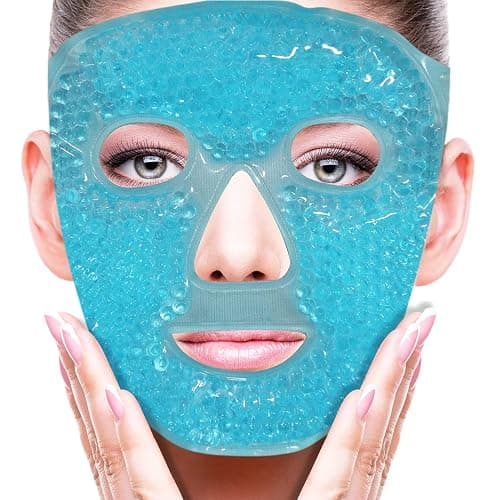 Cold Face Eye Mask Ice Pack Reduce Facial Puff, Dark Circles, Gel Beads Hot Heat Cold Compress Pack, Face SPA for Woman Sleeping, Pressure, Headaches, Skin Care, Post Laser Cosmetic Care[Blue] - Image 1