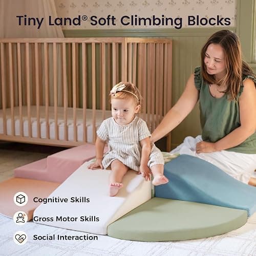 Tiny Land Soft Foam Climbing Blocks for Toddlers, 6-Piece Baby Foam Climbing Blocks, Indoor Playground Climbing Toys, Ideal Gift for Kids Activity Crawling and Sliding Foam Play Set (Morandi) thumbnail 3
