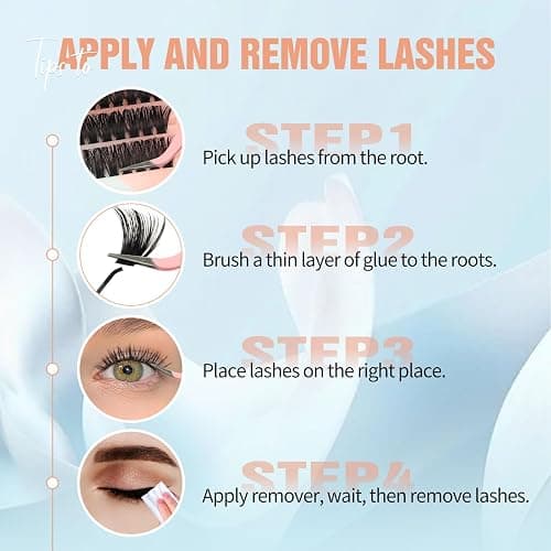 Sixstarhair Cluster Lashes Kit 580Pcs Individual Eyelashes Book Natural Eye Lashes Book with Glue and Remover 10-16mm Eyelash Clusters D Curl Volume DIY Eye Lashes Extension kit (60+80+100D) thumbnail 6