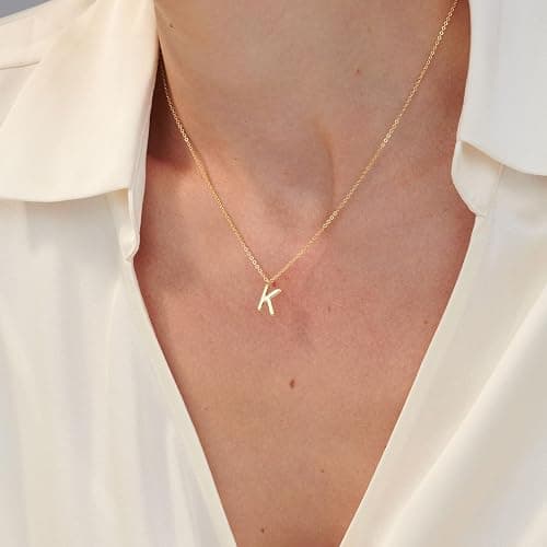 HANLI Initial Necklaces for Women - 14k Gold Plated Dainty Letter Necklace Alphabet A-Z Necklace Personalized Monogram Name Necklaces for Women Jewelry Gifts for Her thumbnail 2