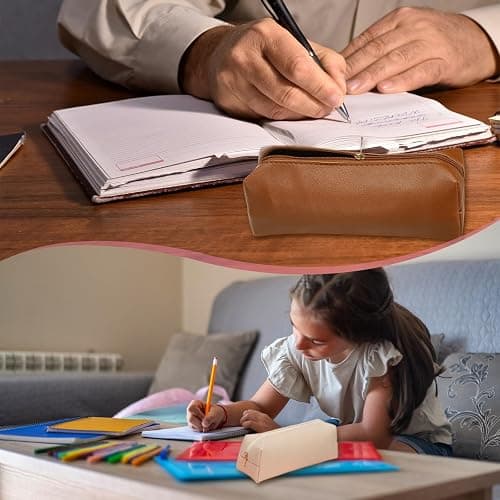 PATIKIL Leather Pen Bag, Small Pencil Pouch Stationery Organizer Make Up Bag with Zipper for Cosmetic Pen Marker Adult, Brown, 1 Pcs thumbnail 6