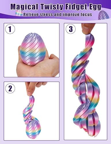 4PCS Twisty Fidget Egg, 3D Printed Spiral Fidget Toy, 3D Printed Slippery Egg Fidget, Easter Basket Stuffers, Dragon Egg Desk Toy for Teens Kids Adults (Style-A) thumbnail 5