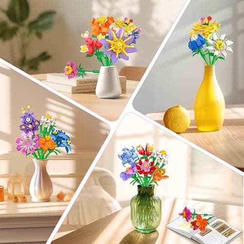 24 Pack Flowers Valentines Party Favors for Kids Building Set - 789PCS Flowers 3.6MM Mini Building Block Toy for Valentines Day Classroom Prize Stocking Stuffer Birthday Return Gift for Girl Boy 6+ thumbnail 7