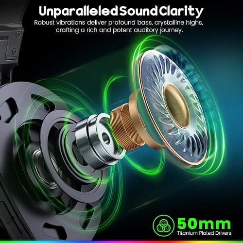 WESEARY Wireless Gaming Headsets for PC, PS5, PS4, Switch, Mac, 2.4GHz Wireless Gaming Headphone with ENC Noise Canceling Microphone, Bluetooth 5.4, Cool Lighting, 50H Battery, 50mm Drivers thumbnail 6